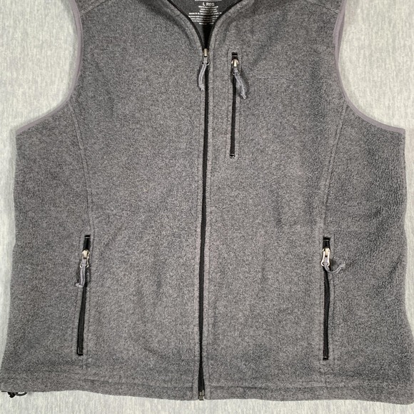 LL Bean Fleece Vest Mens Large Gray Full Zip Sleeveless Jacket Outdoors Hiking - Picture 3 of 10